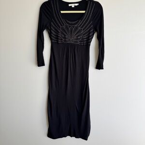 Black Long-Sleeve Embroidered Dress by Boden